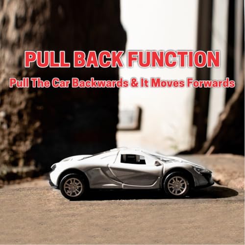 Image of ADITI TOYS Die Cast Car for Kids Alloy Metal Pull Back Car Toy Car Toy Vehicle with Openable Doors & LED Lights Car for Kids Collectible Toy Vehicle Gift for Kids Boys Girls BIS Approved (White)