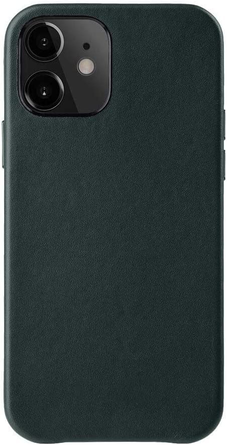 Coque arrière iPhone 12 respirante en cuir vert pour un usage quotidien sans rayures