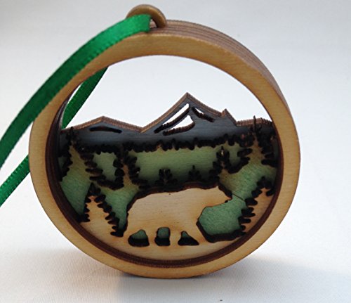 Baltic By Design Wooden 3D Holiday Ornament Black Bear - Made In Maine - Gift Boxed #TOP1