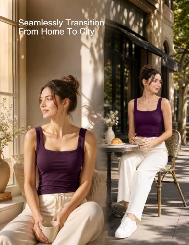 Image of BQTQ 5 Pcs Women's Square Neck Tank Tops Sleeveless Undershirt Basic Tanks