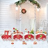 7 Pcs Christmas Train Decorations-Christmas Decorations Outdoor Yard-Large Xmas Train Lawn Yard Sign