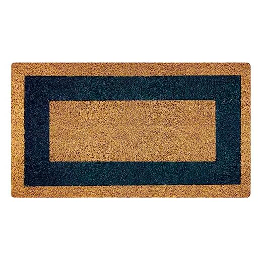 Acomoda Textil - Felpudo de Coco Natural Ecológico con Cenefa, Resistente y Antideslizante. Felpudo Ideal para Interior y Exterior de Casas y Comercios. (33x60 cm, Azul)