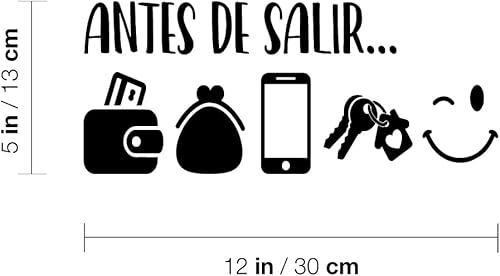 Miniatura 3 de Calcomanía de vinilo para pared, Antes de SalirBefore You Leave, 12 x 5 pulgadas, bonitos iconos en español con cita para familia, hogar, oficina,