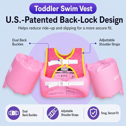 Image of Dark Lightning Toddler Swim Vest for Kids Ages 2-7, Kids Pool Floaties with Arm Wings, USCG Approved Life Jacket for Boys Girls, 33-55 lbs
