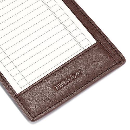 Hiscow Classy Leather Note Jotter With Pen Holder - Italian Calfskin (Brown) #TOP5