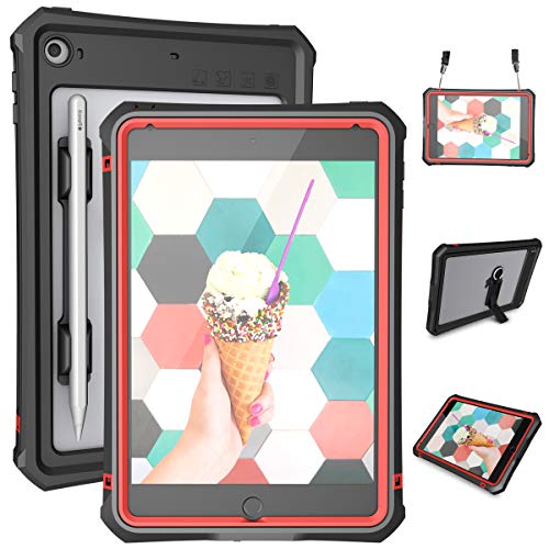 iPad Mini 5 Case - Waterproof iPad Mini 5 Full Body Bumper Case with Built in Screen Protector Drop Proof Anti Scratch Anti Shock Red Case Cover for iPad Mini 5th Generation 7.9