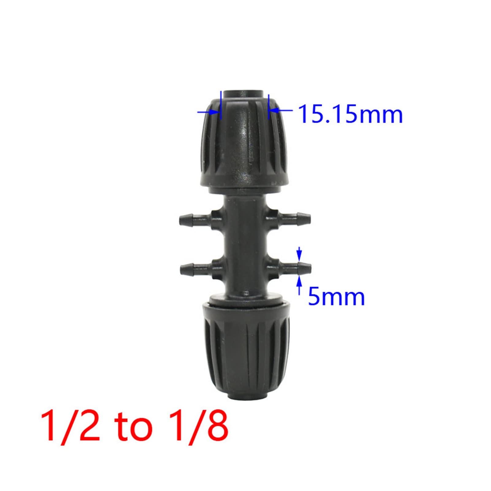 Adaptador de Conector de Utilidad Adaptador de Conector de Manguera Paquete de 2 Conectores de Manguera de Pe de 16 Mm 1/2 Pulgada a 1/4 1/8 Reductor de Presión Desviador Manguera de Jardín Herramient