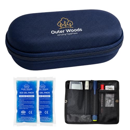 Image of Insulin Cooler Bag Pro - Hard Case Travel Case for Diabetics | 8-10 Hours Cooling | Long Lasting 2x150 ml Ice Gel Packs | Hard Case Insulin Cooler