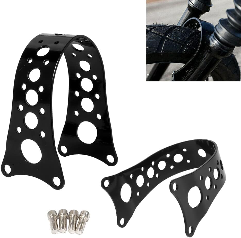 Front Fork Brace fit for Harley Sportster 1988-2017 Dyna FXR FXD 1988-2005, Narrow Glide Fork Stabilizer Tracker Style Bracket, Replaces Front Fender Position (Black)