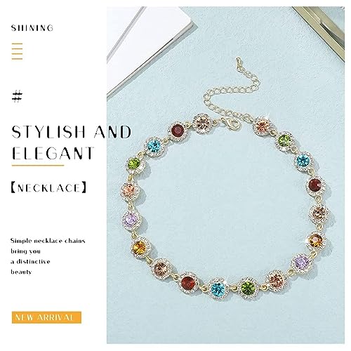 Colorful Crystal Choker Necklace Sparkly Rhinestone Chokers Necklaces Gold Chain Necklace Party Prom Neck Jewelry for Women and Girls - Image 3