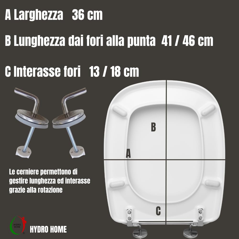HYDRO HOME Tavoletta Wc compatibile con Fleo Dolomite, Copriwater In Plastica Termoindurente, Tavoletta water con cerniere regolabili, montaggio rapido, bianco