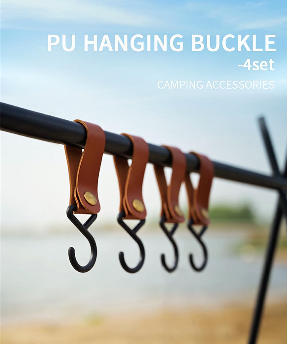 UNISTRENGH Hook for Camping Hanging Rack Multifunction Triangle Storage Rack Portable Outdoor Picnic Rack (Dark Brown, Hook size_ 4.92 x 1.3inch(12.5X3.3cm))