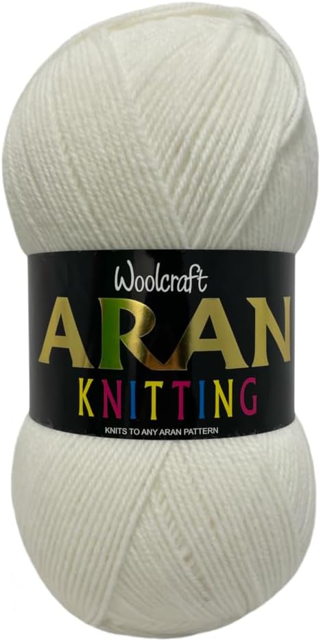 Aran 400g With Wool ,Woolcraft Yarn, 30 Colour's (White 76)