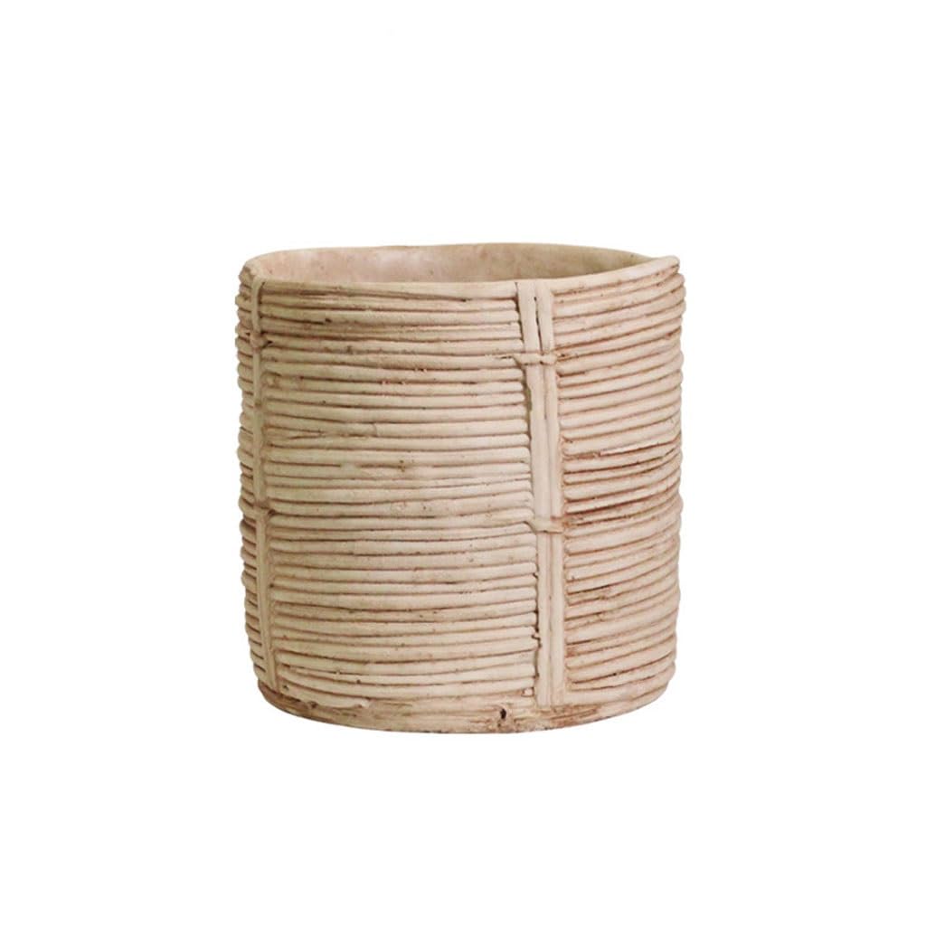 Gelasige One Color Flower Pots Woven Cement Flower Pots For Living Room Simple Interior Cement Flower Pots Suitable For Herbs And Flowers With Drainage Outdoor Flower Pots(M)