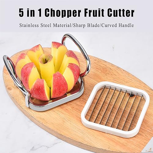 5 in 1 Chopper Vegetable Cutter French Fry Cutter,Manual Potato Microtome Slicer Potato Chip Maker Kitchen Gadgets,Stainless Steel Fruit Chopper French Fries Tool for Potato Onion Cheese - Thumbnail 2