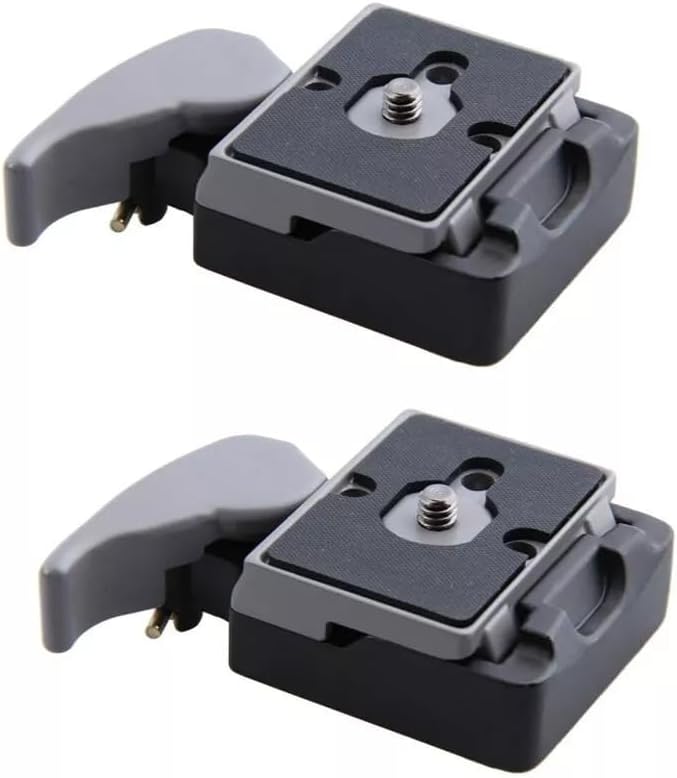 2PCS 323 Quick Release Plate Clamp Adapter Compatible with MANFROTTO 200PL-14 Camera Tripod (Grey)