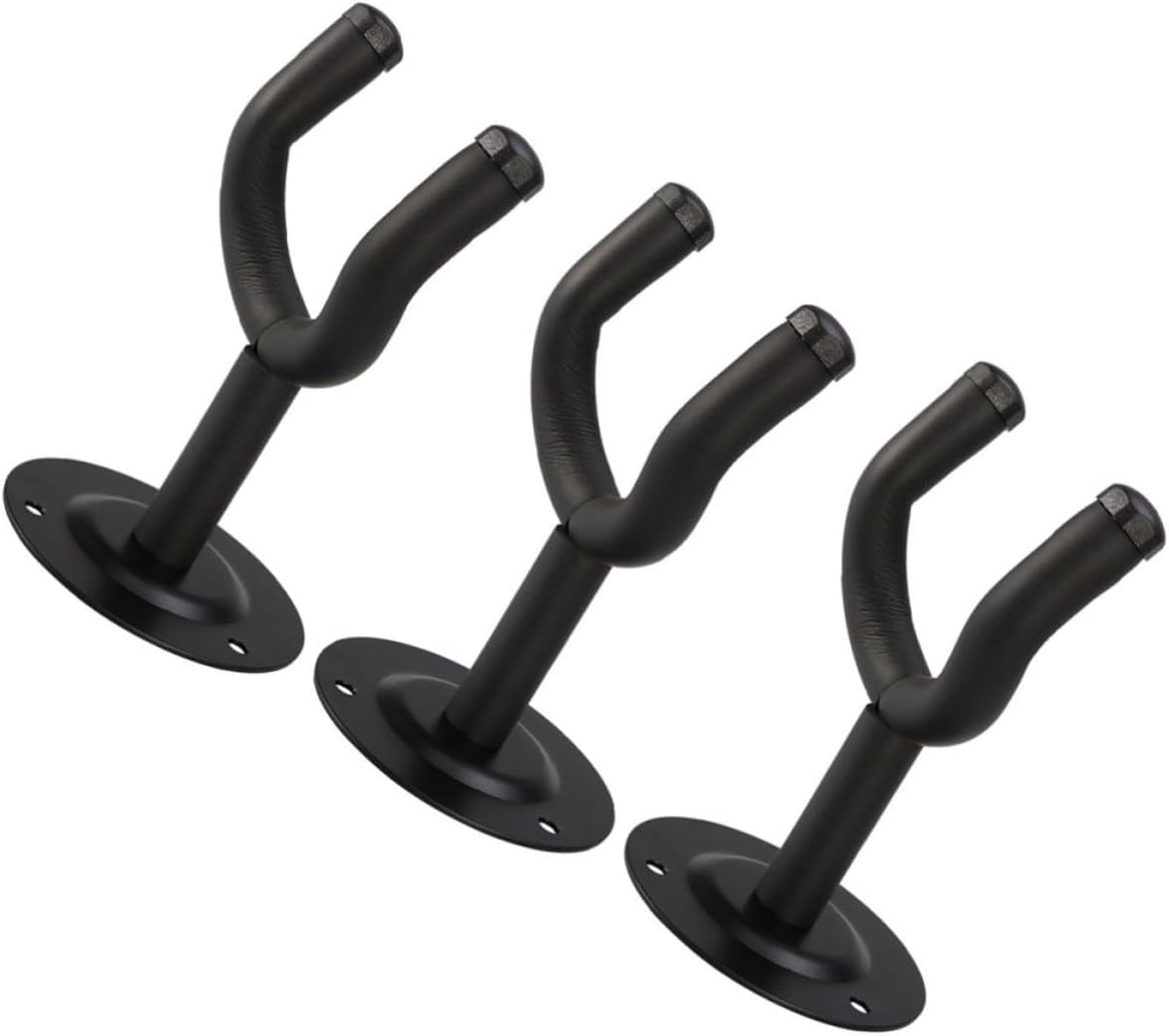 GLEAVI 3pcs Guitar Hook Hanger for Wall, Round Iron Black Holder