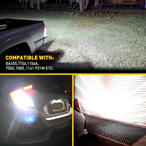 Bombilla LED 1156 BA15S blanca de 12V 6000K para marcha atrás 7