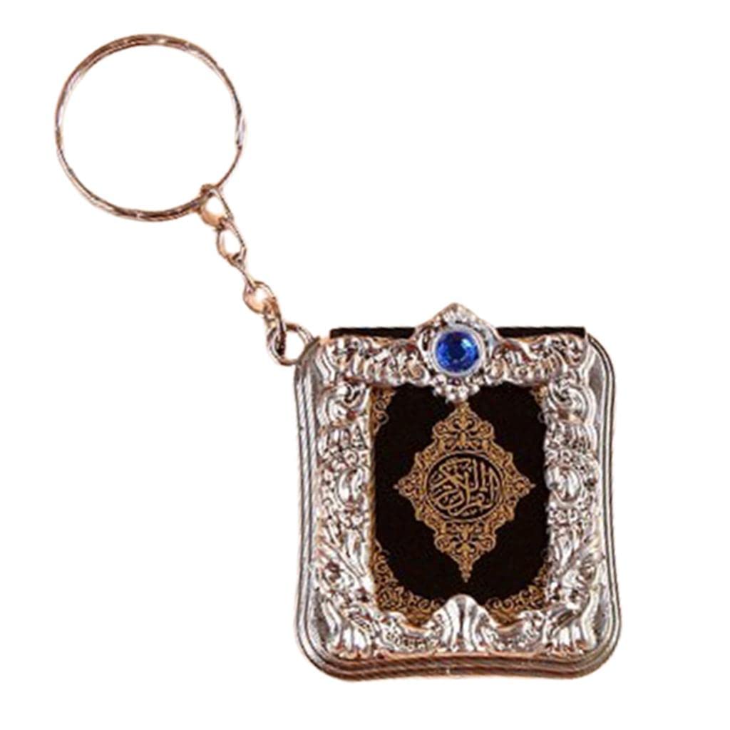 CALANDISMini Quran Keychain Arabic Muslim Keyring Key Holder Memorial Jewelry Silver