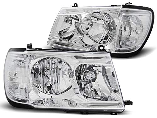 Headlights Compatible with Toyota Land Cruiser Fj100 1998 1999 2000 2001 2002 2003 2004 RS-1583 Driver And Passenger Side Complete Set Headlight Front Lights Car Lamps Headlamp Headlamps Chrome