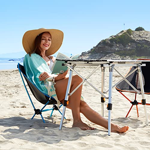 [35 X 20] Inchescamping Table Foldable Portable With Adjustable Legs, Aluminum Folding Table Roll Up Table With Carrying Bag For Outdoor, Beach, Picnic, Backyards, Bbq And Party, Silver #TOP3