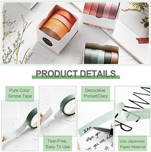 3 Boxes Solid Color Washi Tapes, Kalolary Colorful Masking Tape Set Labeling Craft Tape for DIY Thanksgiving Autumn Fall Decorations Scrapbooking Supplies, Kids Teachers & Painters (5 Rolls in a Box)