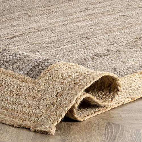 Tapis en jute gris nuLOOM grand format anti-usure - 7