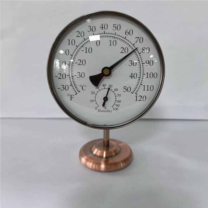 10CM Desktop Copper Household Office Humidity Temperature Meter