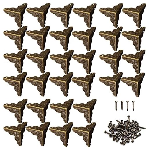 32 stycken beslag hörnskydd metall, hörn vintage brons hörnskydd metall, antik brons kantskydd, antika möbelhörn, för bord, skåp, möbler, smyckeskrin