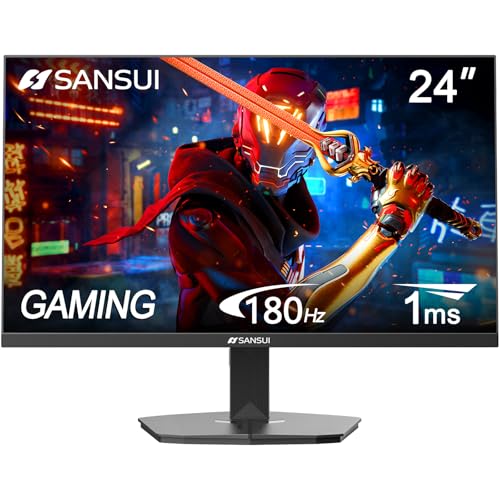 SANSUI 24 Inch Gaming Monitor 180Hz, DP 1.4 x1 HDMI 2.0 x2 Ports IPS Panel High Refresh Rate Computer Monitor, Racing FPS RTS Modes, 1ms Response Time 110% sRGB (ES-G24F4, HDMI Cable Included)