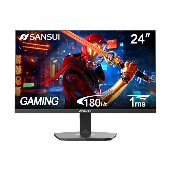 SANSUI 24 Inch Gaming Monitor 180Hz, DP 1.4 x1 HDMI 2.0 x2 Ports IPS Panel High Refresh Rate Computer Monitor, Racing FPS RTS Modes, 1ms Response Time 110% sRGB (ES-G24F4, HDMI Cable Included)