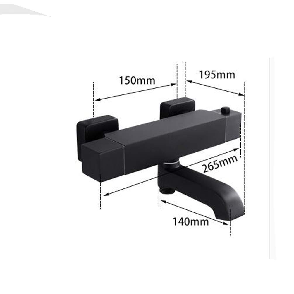 Rubinetti per Vasca Classici Bagno a Temperatura costante in Ottone Massiccio in Nero Miscelatore per Vasca con doccetta, Set Doccia di Lusso
