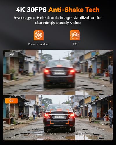 Image of WOLFBOX X5 Duo Dual Dash Cam for Car | 4K Front + 2.5K Rear Recording with 8MP STARVIS2 IMX678 /IMX675 | Anti-Shake Video | GPS & 5.8GHz WiFi | Voice Commands | Touchscreen | Parking Mode | 64GB Card