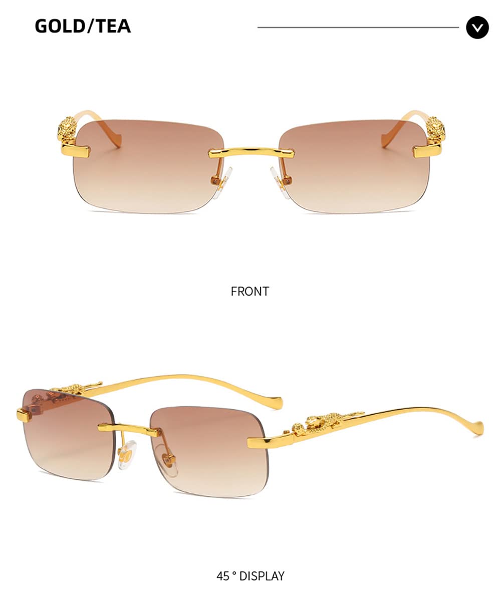 Heptagram Modne okulary przeciwsłoneczne bez oprawek dla kobiet mężczyzn moda vintage retro Y2K małe przyciemniane okulary przeciwsłoneczne bez ramy lata 70