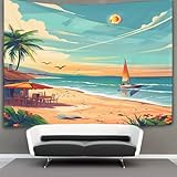 Costa de mar Restaurant Decoraciones Tapiz Para Colgar En La Pared Estilo de ilustración Impresión 3D Manta De Pared Póster Para Colgar En La Pared Para Sala De Estar Dormitorio Decoración 70cmx100cm