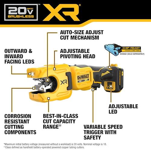 DEWALT 20V MAX XR 1-1/4 in. Copper Tubing Cutter (DCE154B) - Thumbnail 4