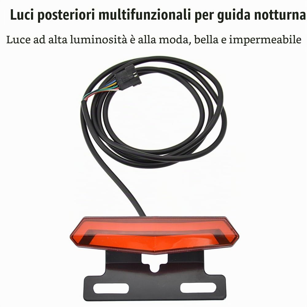 Set faro e fanale posteriore per bicicletta,Set faro e fanale posteriore per bicicletta 24-48V Indicatori di direzione Ebike Luce anteriore e posteriore Kit clacson per bici elettrica con interruttore