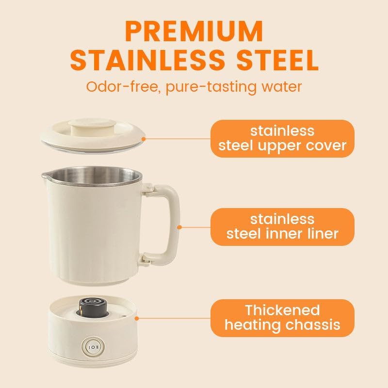 Portable Foldable Electric Kettle, 800ML Travel Foldable Electric Kettles, 304 Stainless Steel Collapsible Electric Kettle with Dual Modes, for RV, Trip, Camping (316 Stainless Steel, 220V(AUS))