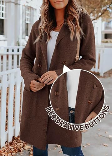 KIRUNDO Cardigan Sweaters for Women 2026 Fall Open Front Knit Sweater Jackets Business Casual Long Coatigan Winter Clothing(Brown, X-Small) — view 4