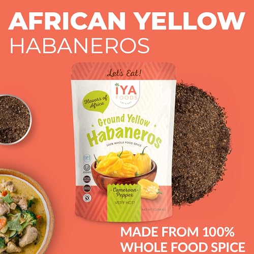 Iya Foods African Yellow Habaneros 2 ounces, Kosher Certified, No Preservatives, No Added Color, No Additives, No MSG ( Yellow Pepper)