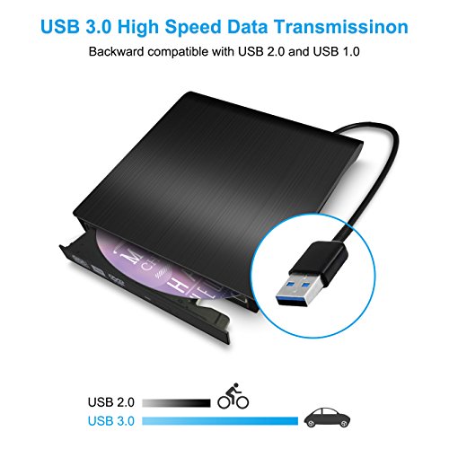 Valoinus External CD Drive, USB 3.0 Portable CD/DVD +/-RW Drive Slim DVD/CD ROM Rewriter Burner Compatible with Laptop Desktop PC Windows Linux OS Apple Mac