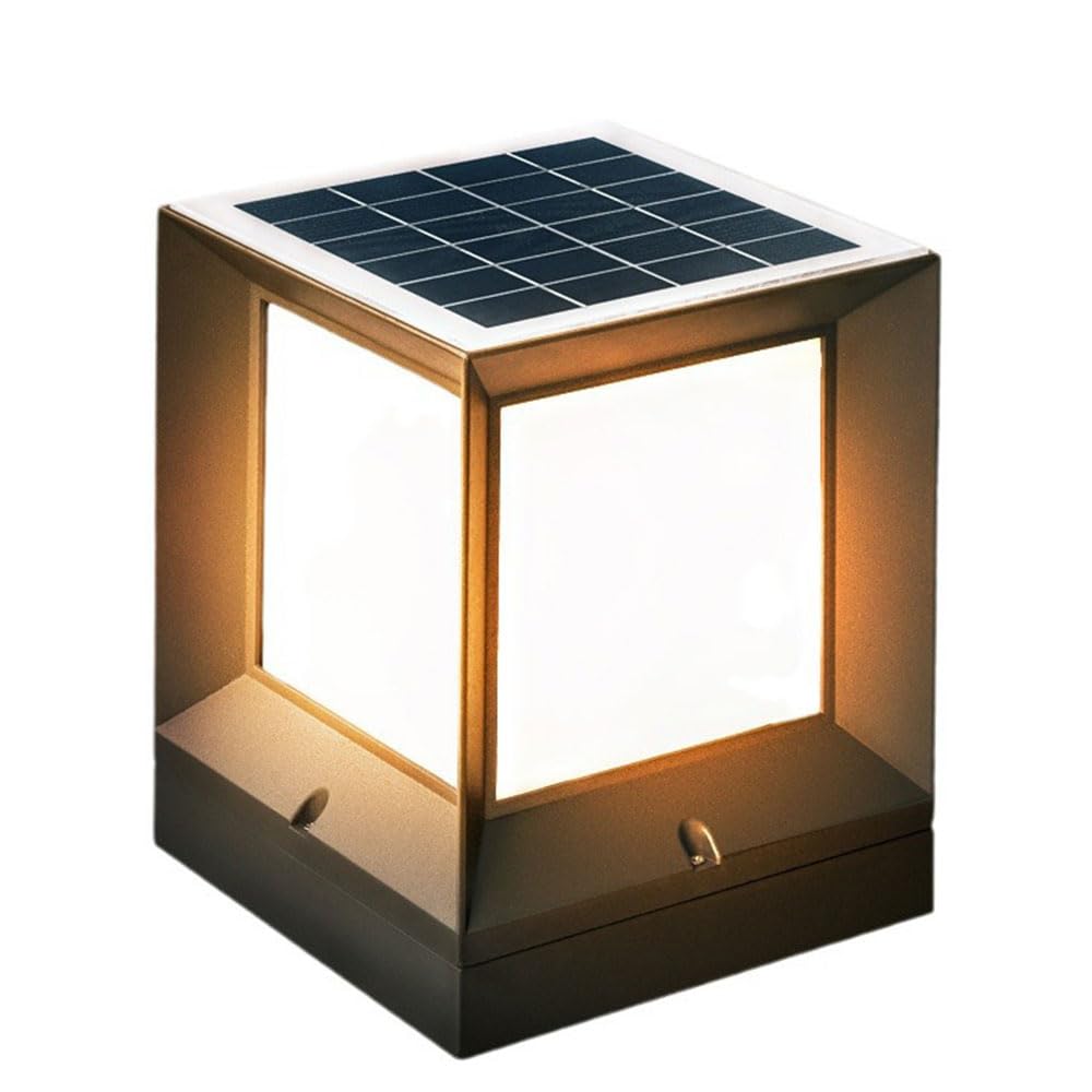 Lampe colonne solaire style industriel pour baliser une borne de portail
