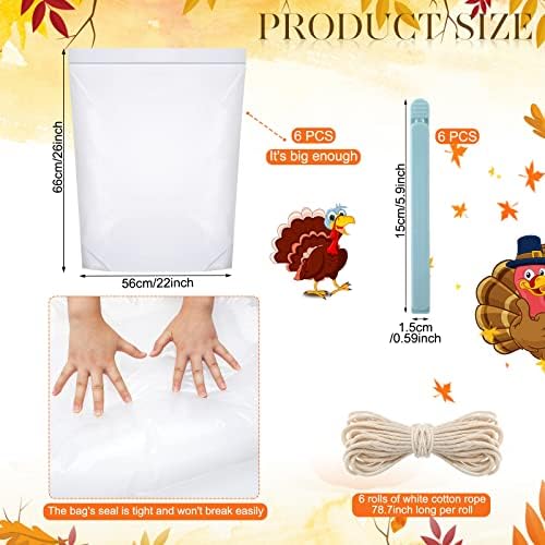 18 Pcs Turkey Brining Bag Set Includes Extra Large Brine Bag Thickened Turkey Bags Single Zippers Seal Brine Bags with Strings and Sealing Clips Turkey Brine Kit for Roasted Turkey Chicken Pork Meat