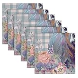 Juego de 6 servilletas de tela de cocina a cuadros de vaca de las Tierras Altas Boho de 20 x 20 pulgadas para boda