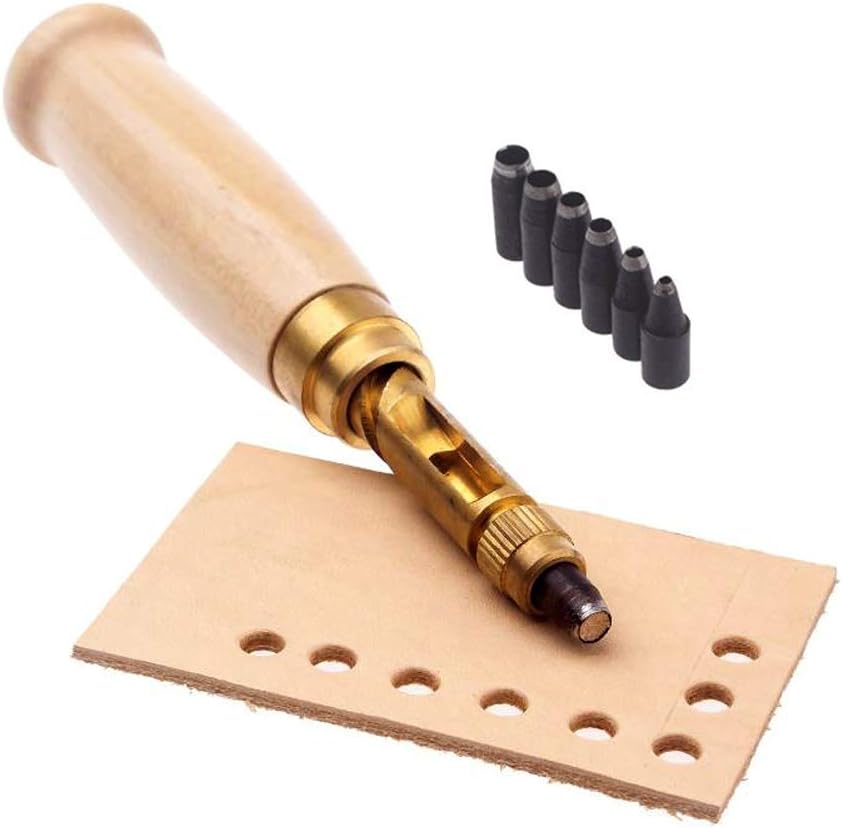 ハンマー 不要 打音気にせず 穴あけ レザークラフト スクリュー ポンチ 6サイズ セット 贅沢