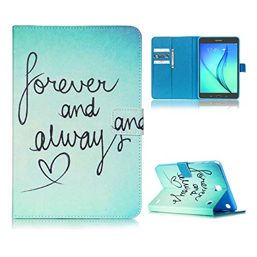 Uucovers Case For Samsung Galaxy Tab A 8.0 2015 Model (Sm-T350/T355/P350/P355) With Card Slots, Lightweight Stand Smart Pu Leather Wallet Magnetic Folio Flip Cover [Auto Wake/Sleep], Green Forever #TOP23
