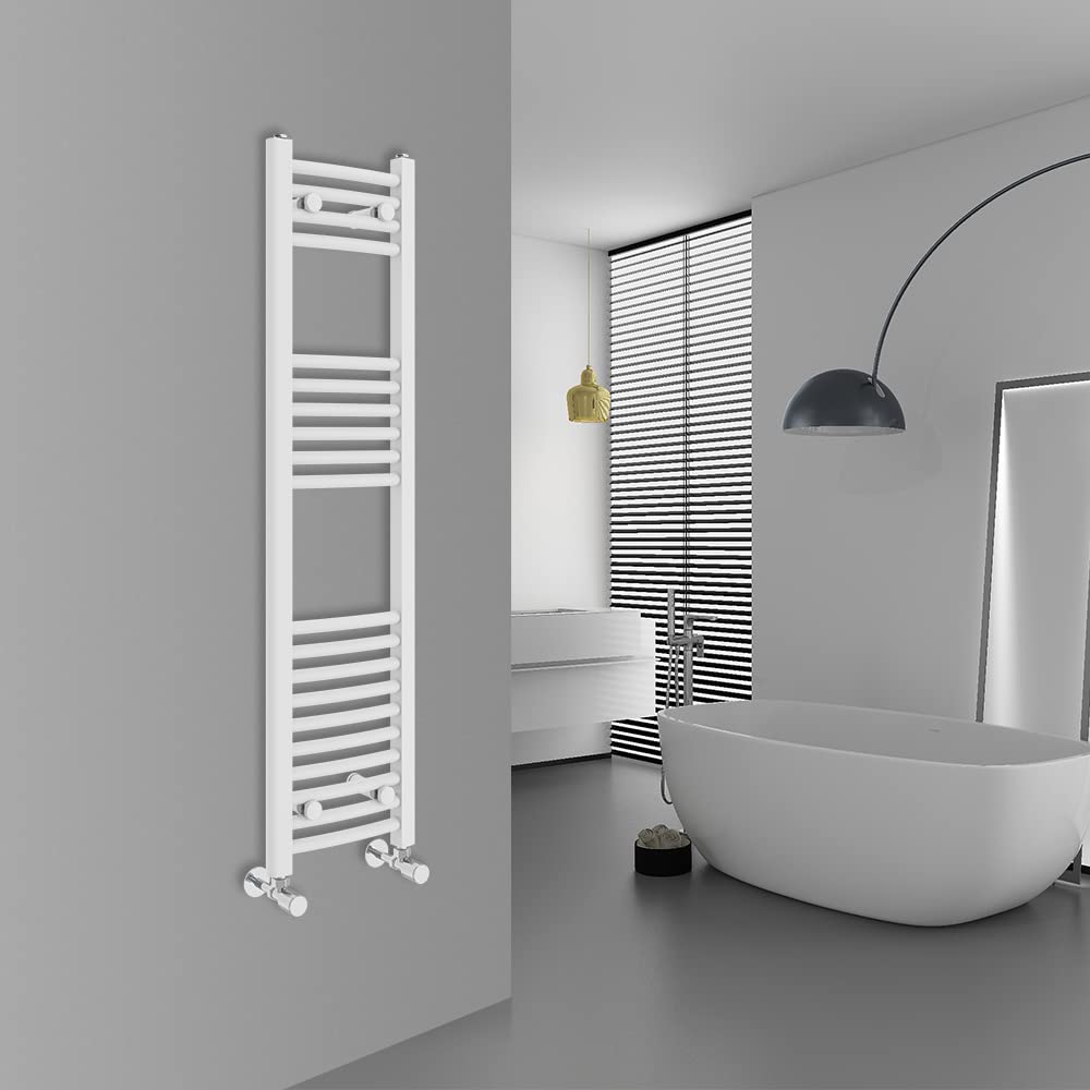 Warmehaus Curved Bathroom Heated Towel Rail Ladder Radiator White 1200x300mm