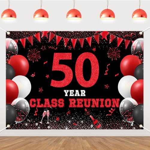 Toile de fond rouge noir 50eme reunion ecole grand format 7x5ft