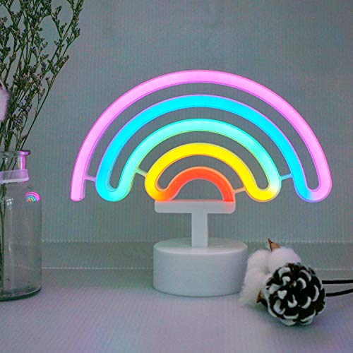 Miaro Rainbow Neon Sign, Cute Good Luck Rainbow Night Light, Battery Operated Wall Decor Lamp For Girls, Chistmas,Birthday Party,Wedding, Kids Room, Living Room,Bedroom Decoration #TOP1