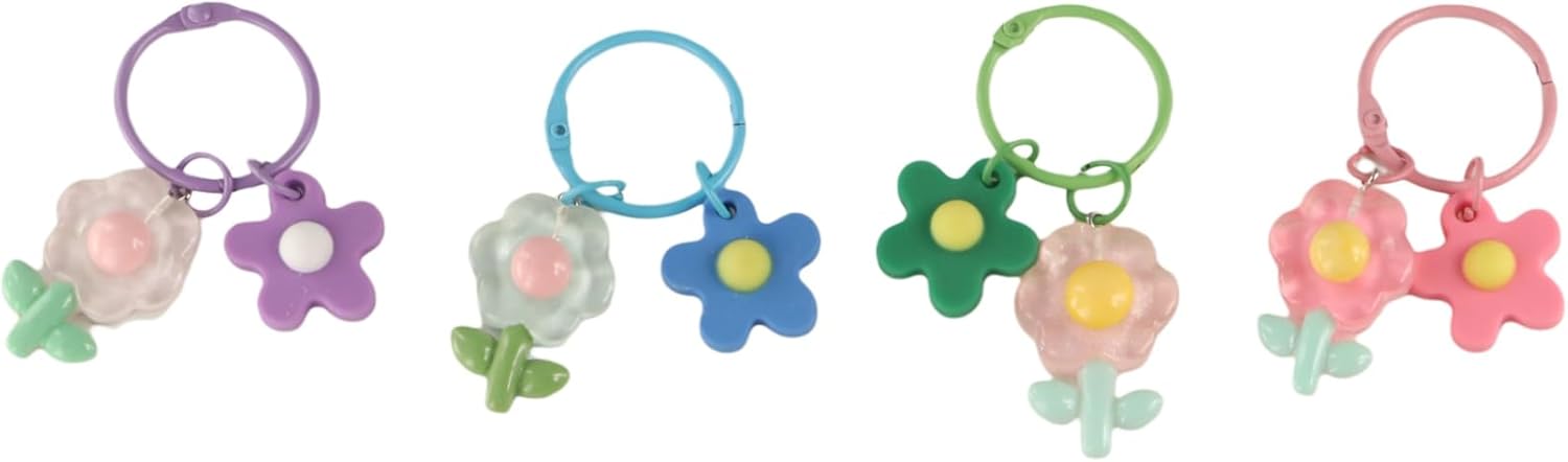 Leadigol 5pcs Cute Flower Keychain Acrylic Flower Key Chain Colorful Flowers Bag Pendant Accessories for Women - Image 3